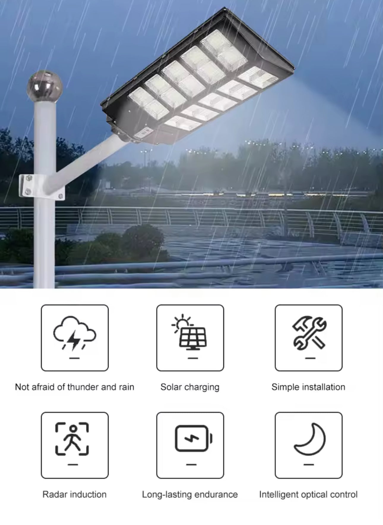 Solar Street Light with Motion Sensor, 3000W