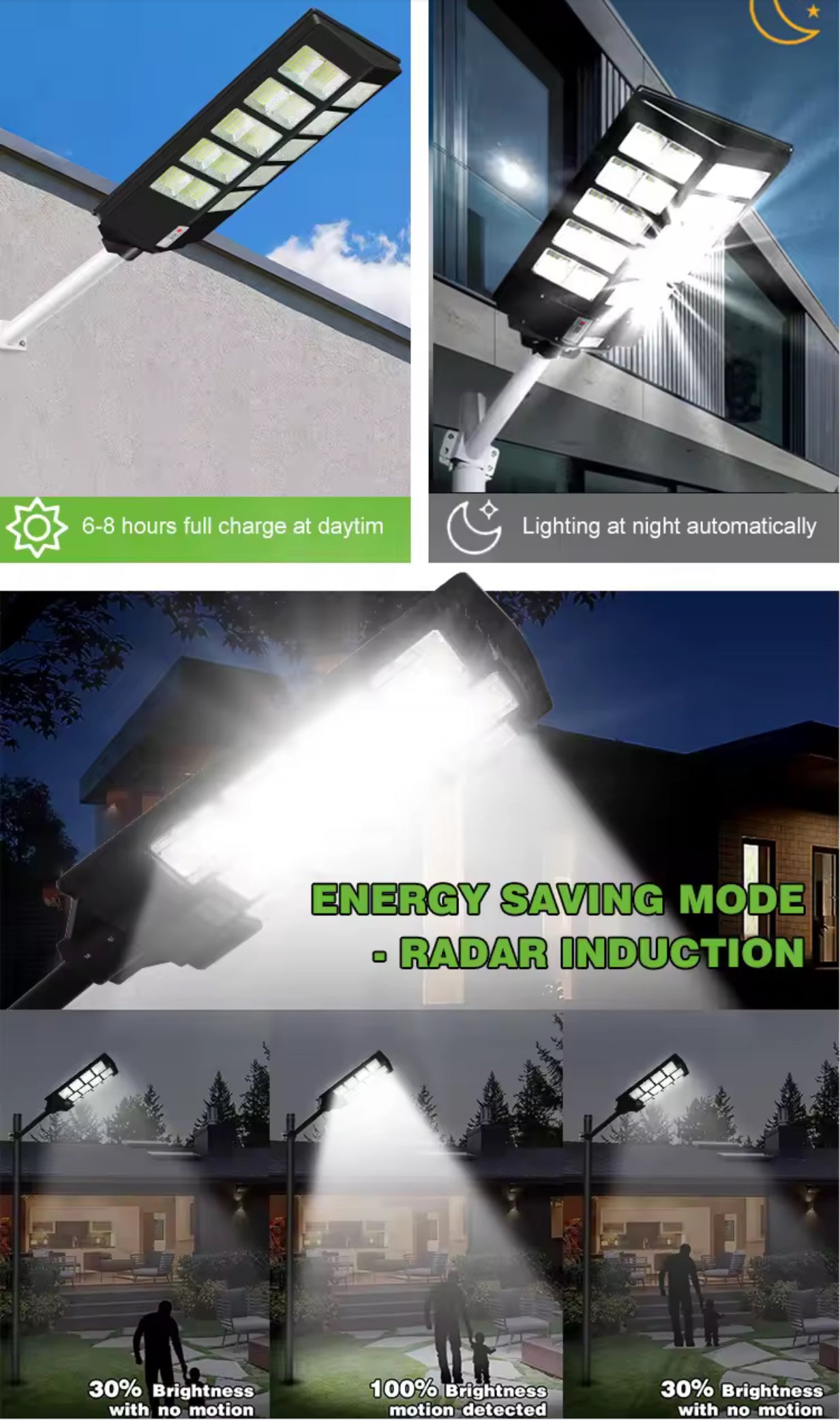 Solar Street Light with Motion Sensor, 3000W