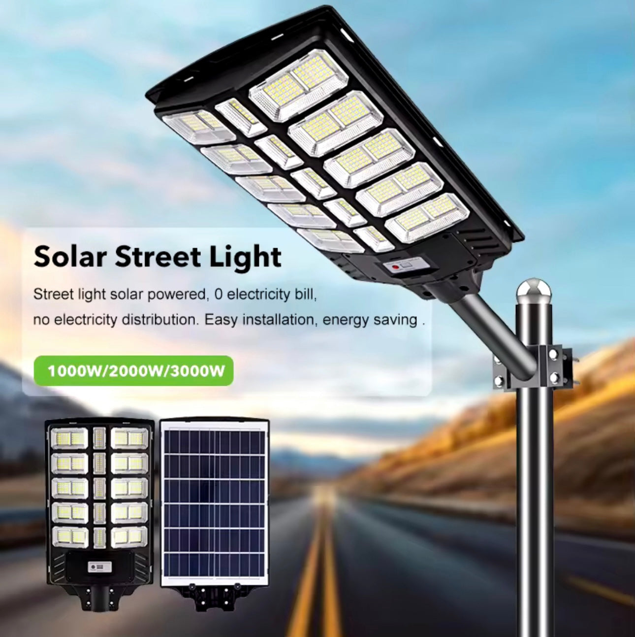 Solar Street Light with Motion Sensor, 3000W