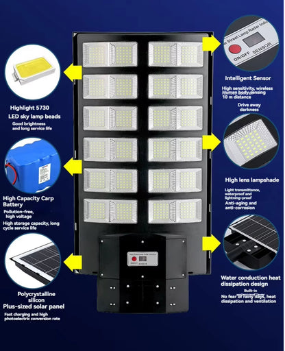 Solar Street Light, 8000W, with Motion Sensor & Remote Control