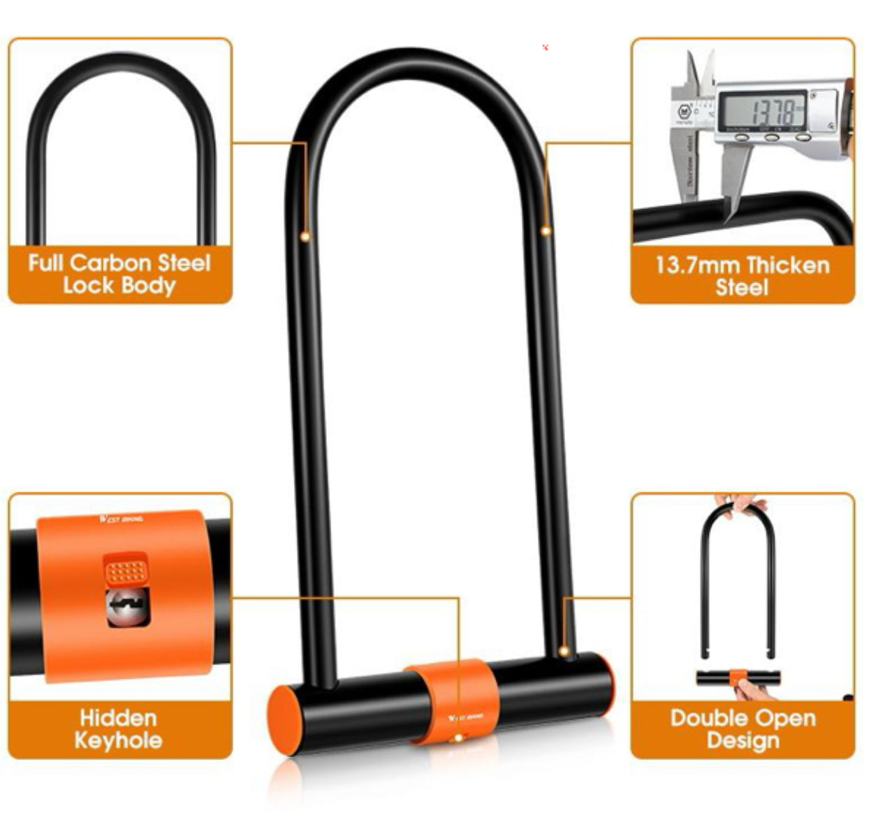 WEST BIKING Bicycle U-Lock