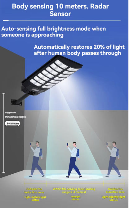 Solar Street Light, 8000W, with Motion Sensor & Remote Control