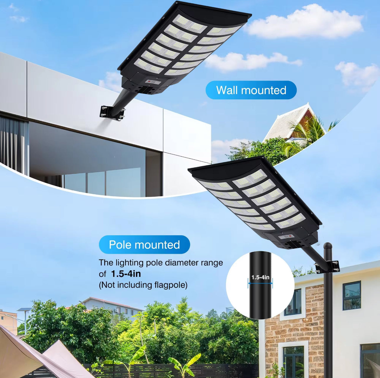 Solar Street Light, 8000W, with Motion Sensor & Remote Control